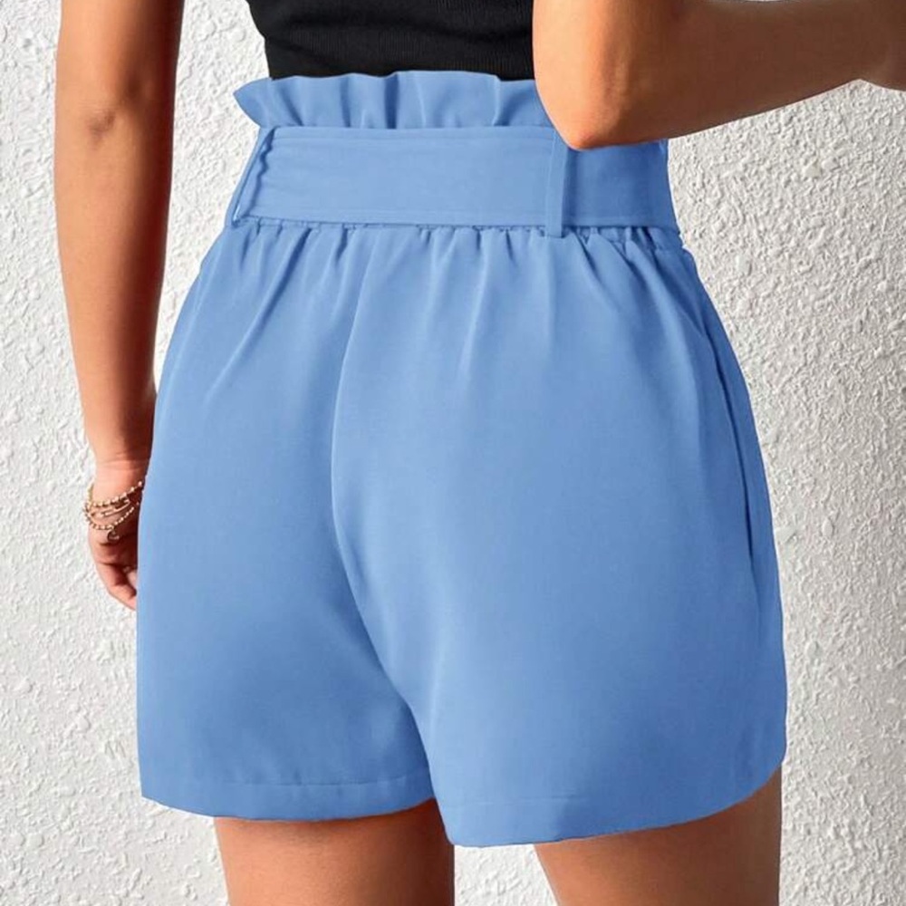 Firerie High Waist Plicated Detail Belted Shorts - Picture 2 of 4
